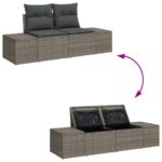 vidaXL 10-dielny záhradný gaučový set s vankúšmi šedý poly ratan – Obrázok 11