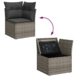 vidaXL 10-dielny záhradný gaučový set s vankúšmi šedý poly ratan – Obrázok 13