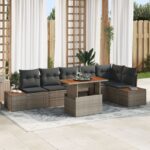 vidaXL 7-dielna záhradná súprava sedačiek s vankúšmi šedý polyratan