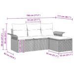 vidaXL Súprava záhradnej pohovky 4-dielna s vankúšmi Hnedá Poly ratan – Obrázok 9