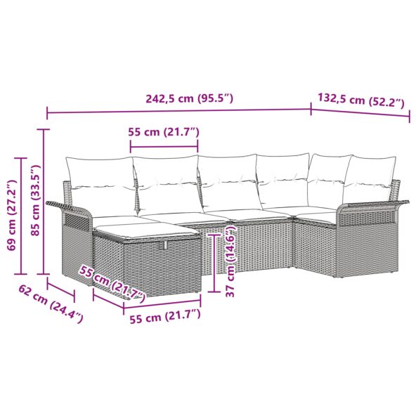 3358876_10.jpg vidaXL 6-dielna sada záhradných pohoviek s vankúšmi Čierna Poly Ratan – Obrázok 10