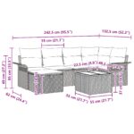 vidaXL 7-dielny záhradný pohovkový set s vankúšmi čierny poly ratan – Obrázok 11