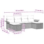 vidaXL 6-dielny záhradný pohovkový set s vankúšmi Hnedý Poly Ratan – Obrázok 9