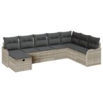 vidaXL 8 kusový záhradný pohovkový set s vankúšmi svetlosivý poly ratan – Obrázok 2