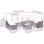 Sada záhradných pohoviek vidaXL 9 kusov s vankúšmi béžový poly ratan, Sada záhradných pohoviek vidaXL pre 2 osoby s vankúšmi béžový poly ratan – Obrázok 11