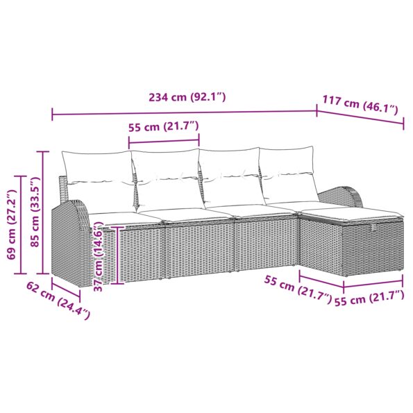 3359057_9.jpg vidaXL 5-dielna súprava záhradných pohoviek s vankúšmi hnedá poly ratan – Obrázok 9