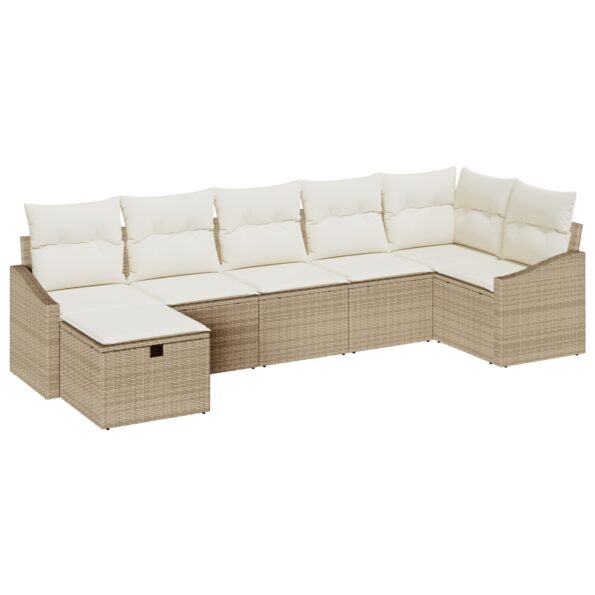 3359300_2.jpg vidaXL 7-dielny set záhradných pohoviek s vankúšmi Béžový Poly Ratan – Obrázok 2