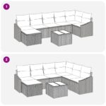 vidaXL Súprava vonkajších pohoviek s vankúšmi béžová poly ratan – Obrázok 12