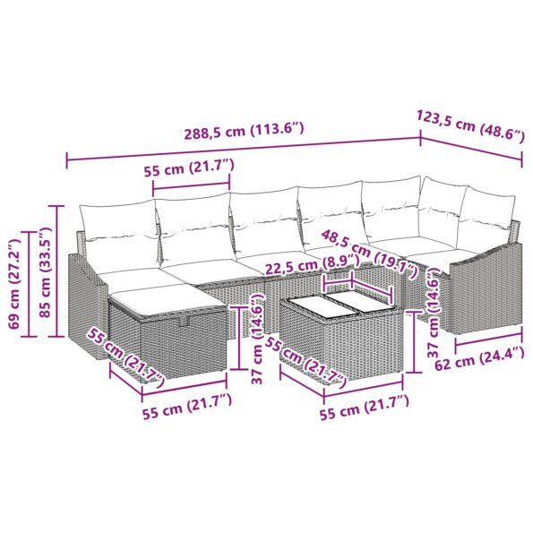 3359309_13.jpg vidaXL Súprava vonkajších pohoviek s vankúšmi béžová poly ratan – Obrázok 13