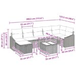 vidaXL 8-dielny záhradný pohovkový set s vankúšmi svetlo šedý poly ratan – Obrázok 11