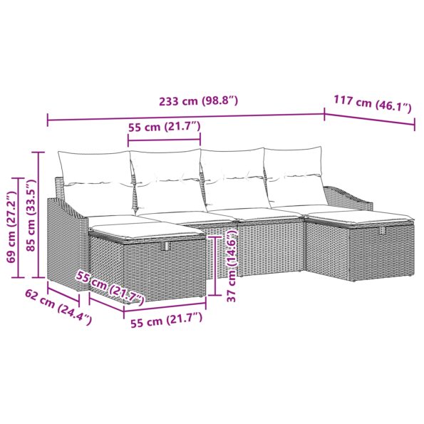 3359317_9.jpg vidaXL 6-kusová súprava záhradných pohoviek s vankúšmi v hnedej poly ratane – Obrázok 9