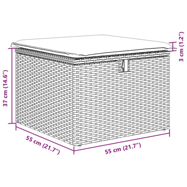 vidaXL Sada 6 kusov záhradného gauča s vankúšmi Béžová Poly Ratan – Obrázok 12