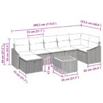 vidaXL 8-dielny záhradný pohovkový set s vankúšmi Béžový Poly Ratan – Obrázok 11