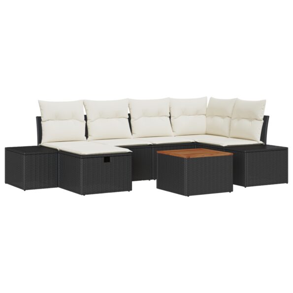 3359593_2.jpg vidaXL 7-dielny záhradný set so vankúšmi čierny poly ratan – Obrázok 2