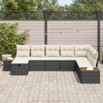 vidaXL 8-dielny záhradný gauč s vankúšmi čiernym poly ratanom – Obrázok 3