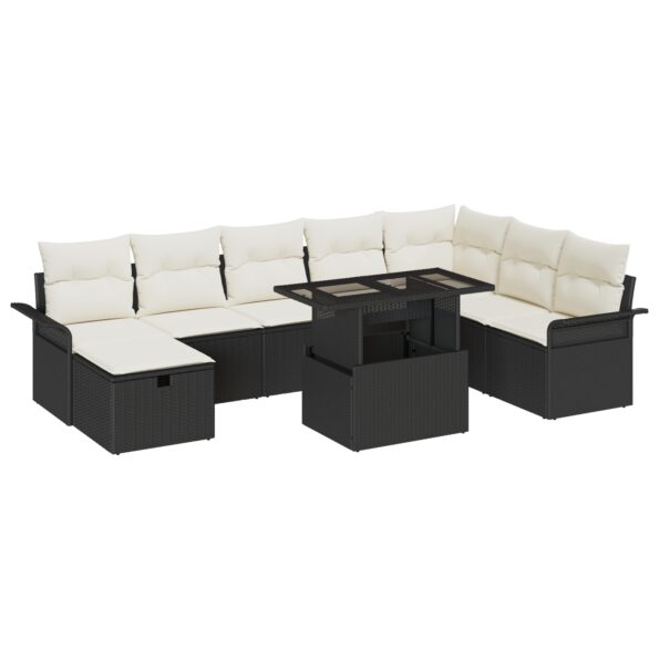 3359694_2.jpg vidaXL 9-dielny záhradný gaučový set s vankúšmi Čierny poly ratan – Obrázok 2