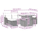 vidaXL 7-kusová sada záhradných pohoviek s vankúšmi čierny poly ratan – Obrázok 13