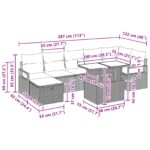 vidaXL 8-dielny záhradný pohovkový set s vankúšmi svetlosivý poly ratan – Obrázok 13