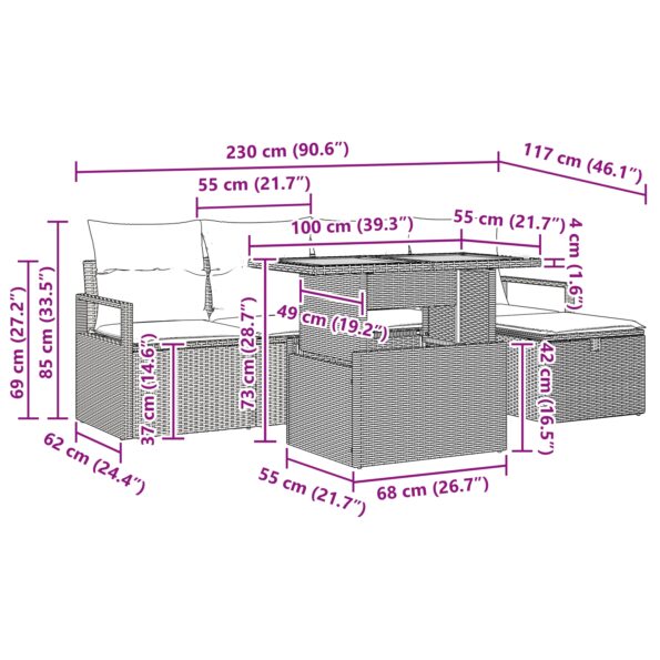 3359991_12.jpg vidaXL 6-dielna záhradná sedačka s vankúšmi béžová poly ratanová – Obrázok 12