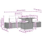 vidaXL Súprava vonkajšej pohovky s 6 kusmi a vankúšmi Béžová Poly Ratan – Obrázok 12