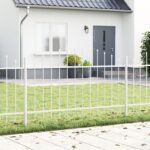 vidaXL Záhradný plot s obručou biely 10.2x1 m oceľ