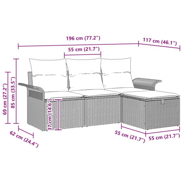 3360181_12.jpg Súprava záhradných pohoviek vidaXL s vankúšmi Béžová Poly ratan, Záhradná pohovka vidaXL pre 2 osoby so skladovaním a vankúšmi Béžová Poly ratan – Obrázok 12