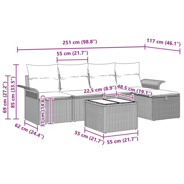 vidaXL 6-dielna záhradná súprava so vankúšmi Svetlosivá Poly Ratan – Obrázok 13