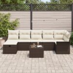 vidaXL 8-dielna záhradná pohovka s vankúšmi v hnedom poly ratane – Obrázok 3