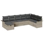 vidaXL 8-dielny záhradný sofa set s vankúšmi svetlosivý poly ratan – Obrázok 2