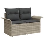 vidaXL 8-dielny záhradný sofa set s vankúšmi svetlosivý poly ratan – Obrázok 4