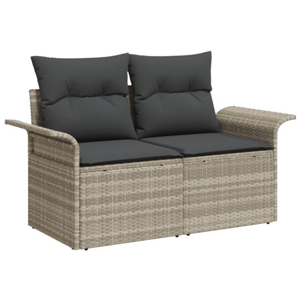 vidaXL 8-dielny záhradný sofa set s vankúšmi svetlosivý poly ratan – Obrázok 4