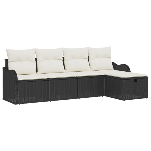 3360288_2.jpg vidaXL 5-dielny záhradný pohovkový set s vankúšmi čierna poly ratan – Obrázok 2