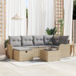 vidaXL 7-dielny záhradný sofa set s vankúšmi Béžový Poly ratan