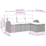 vidaXL 4-dielna záhradná pohovka so vankúšmi Hnedá Poly Ratan – Obrázok 12