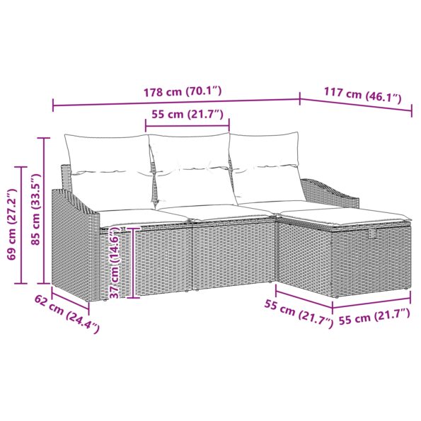 3360583_12.jpg vidaXL 4-dielny záhradný pohovkový set s vankúšmi svetlo šedý poly ratan – Obrázok 12