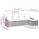 vidaXL 5-dielny set záhradnej pohovky s vankúšmi svetlo sivý poly ratan – Obrázok 12