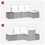 vidaXL 4-dielna súprava záhradných pohoviek s vankúšmi svetlosivej poly ratanovej – Obrázok 7