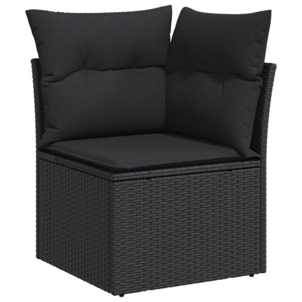 3361429_5.jpg vidaXL 8-dielny záhradný sedací set s vankúšmi, Čierny poly ratan akácia – Obrázok 5