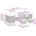 vidaXL 10-dielna záhradná súprava s vankúšmi čierny poly ratan akácia – Obrázok 9