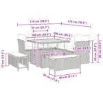 vidaXL 8-dielny záhradný gaučový set s vankúšmi - čierny poly ratan akácia – Obrázok 9