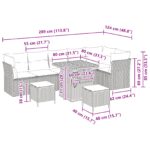 vidaXL 9-dielny záhradný pohovkový set s vankúšmi čierny polyratan akácie – Obrázok 9