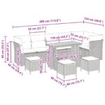 vidaXL 10-dielna záhradná pohovka s vankúšmi Sivý poly ratan akácie – Obrázok 9
