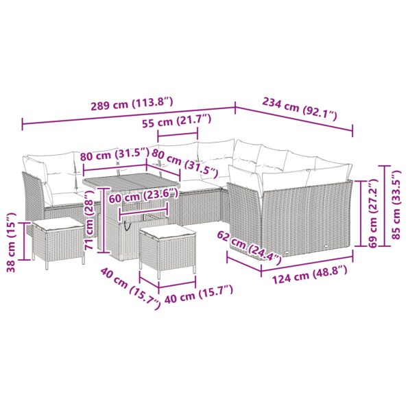 3361522_9.jpg vidaXL 12-dielny záhradný gaučový set s vankúšmi Béžový poly ratan akácia – Obrázok 9