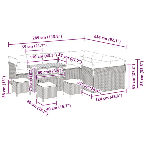 3361529_9.jpg vidaXL 13 Dielny Záhradný Pohovkový Set s Vankúšmi Čierny Poly Ratan Akácia – Obrázok 9