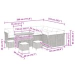 vidaXL 13-dielny záhradný pohovkový set s vankúšmi béžový poly ratan akácia – Obrázok 9