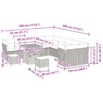 vidaXL 13-dielna záhradná sedacia súprava s vankúšmi béžová poly ratan akácia – Obrázok 9
