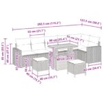 vidaXL 9-dielny záhradný set sedačiek s vankúšmi béžový poly ratan akáciový – Obrázok 10