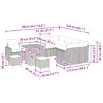 vidaXL 12-dielny záhradný gaučový set s vankúšmi béžový poly ratan akácia – Obrázok 10