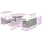 vidaXL 9-dielna záhradná súprava gauča s vankúšmi čierny poly ratan akácia – Obrázok 13