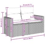 vidaXL 11-dielny záhradný pohovkový set s vankúšmi čierny polyratan akácia – Obrázok 13